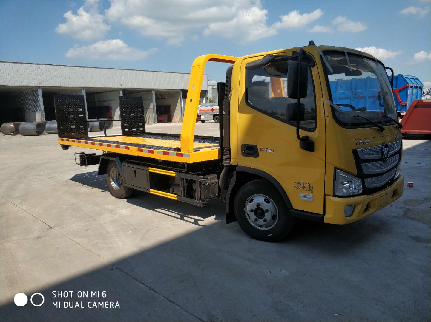 国六福田欧马可蓝牌一拖二道路救援车 平板拖车 清障车