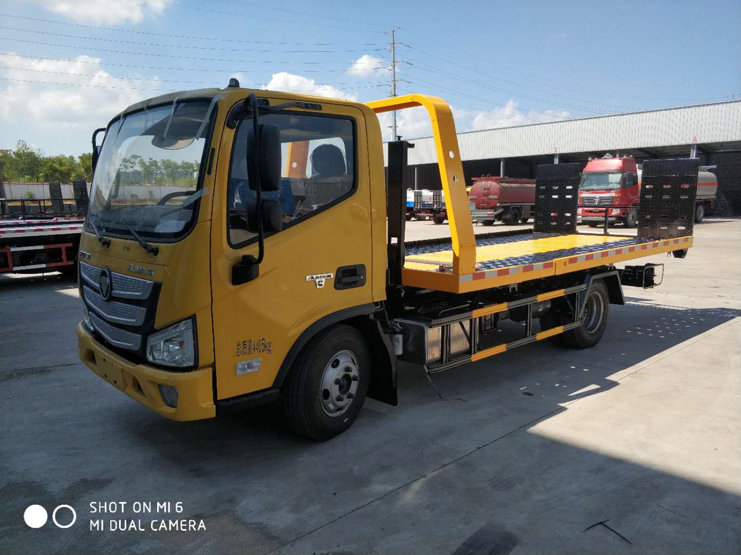 国六福田欧马可蓝牌一拖二道路救援车 平板拖车 清障车