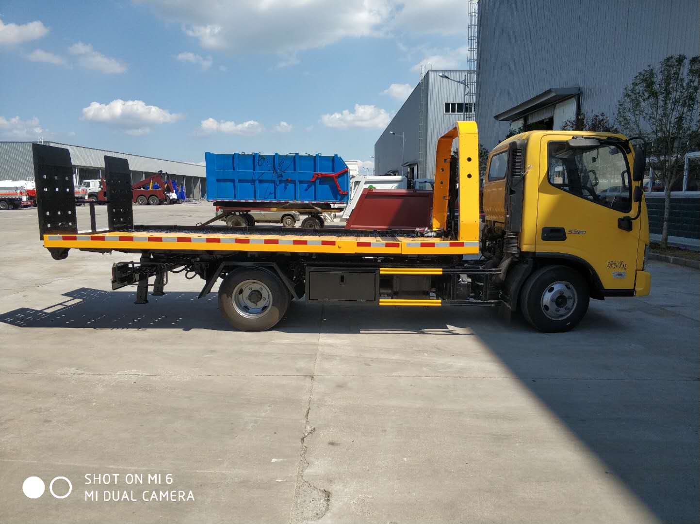 国六福田欧马可蓝牌一拖二道路救援车 平板拖车 清障车